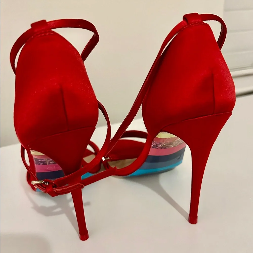 Aldo Vibrant Red Strappy Heels - Picture 4 of 5
